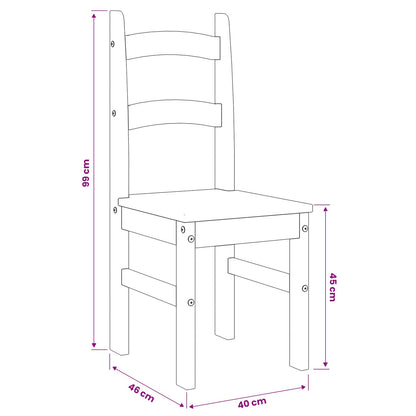 Sedie da Pranzo 2 pz 40x46x99 cm Legno Massello di Pino