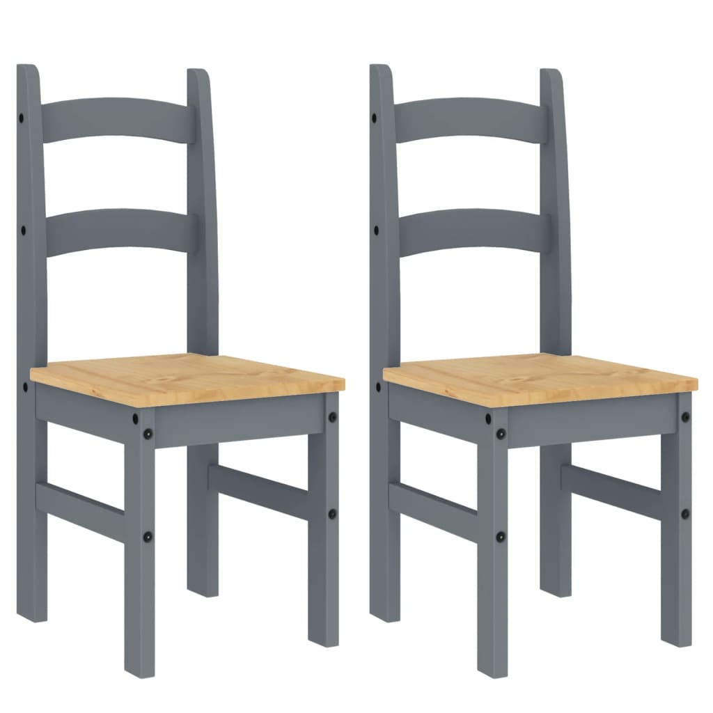 Sedie da Pranzo 2 pz Grigie 40x46x99 cm Legno Massello di Pino | homemem39