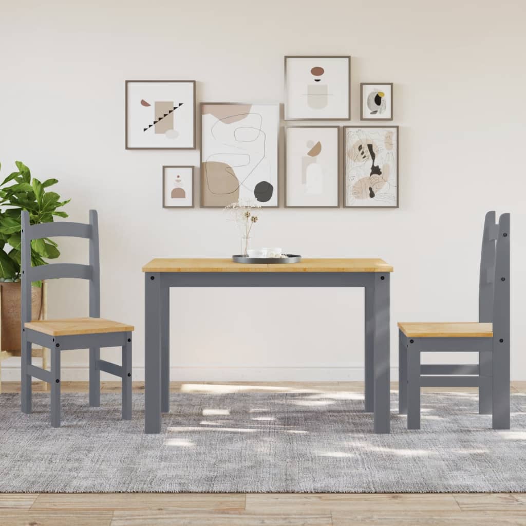 Sedie da Pranzo 2 pz Grigie 40x46x99 cm Legno Massello di Pino | homemem39