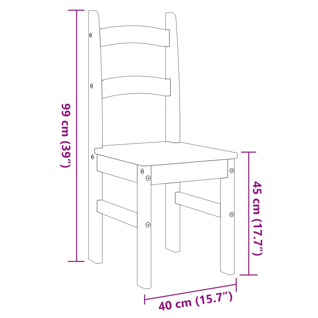 Sedie da Pranzo 2 pz Grigie 40x46x99 cm Legno Massello di Pino | homemem39