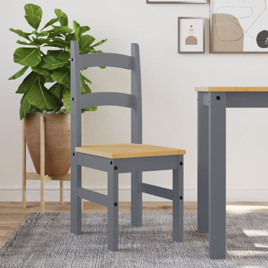 Sedie da Pranzo 2 pz Grigie 40x46x99 cm Legno Massello di Pino | homemem39