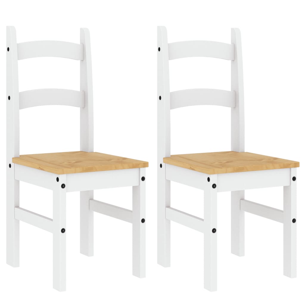 Sedie da Pranzo 2 pz Bianche 40x46x99 cm Legno Massello di Pino | homemem39