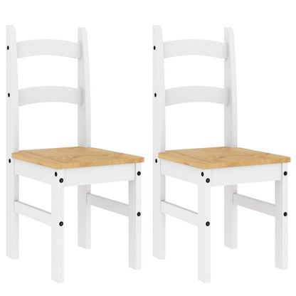 Sedie da Pranzo 2 pz Bianche 40x46x99 cm Legno Massello di Pino | homemem39