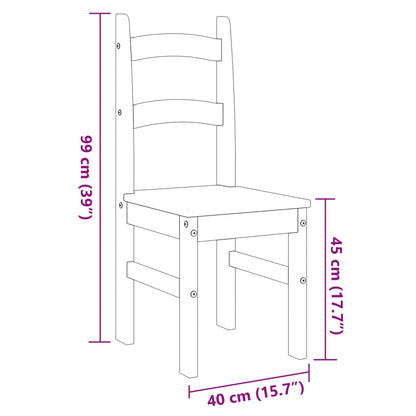 Sedie da Pranzo 2 pz Bianche 40x46x99 cm Legno Massello di Pino | homemem39