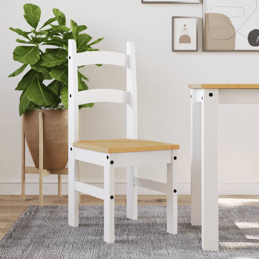 Sedie da Pranzo 2 pz Bianche 40x46x99 cm Legno Massello di Pino | homemem39