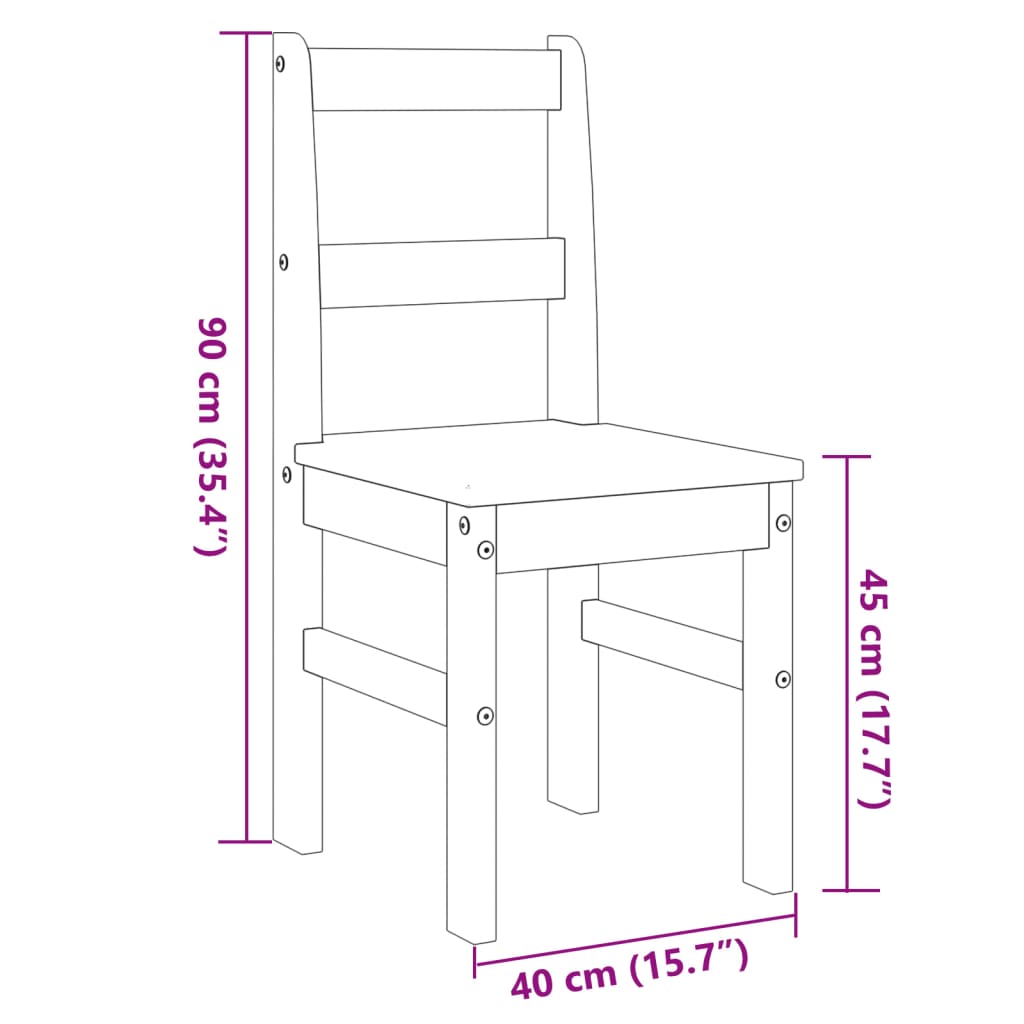 Sedie da Pranzo 2 pz PANAMA 105x30x45 cm Legno Massello Pino | homemem39