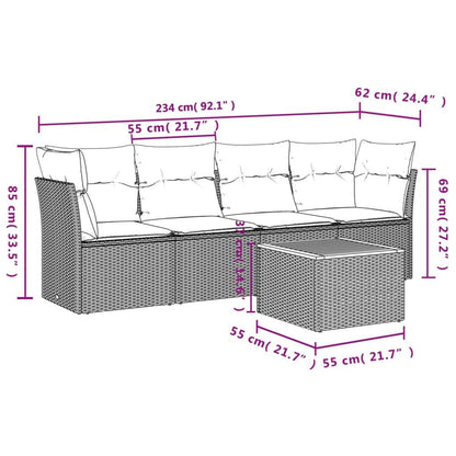 Set Divani da Giardino 5 pz con Cuscini in Polyrattan Nero - homemem39