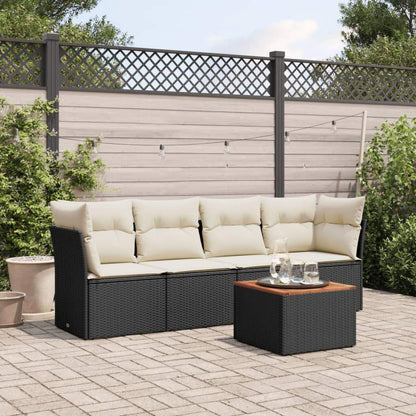 Set Divani da Giardino 5 pz con Cuscini in Polyrattan Nero - homemem39