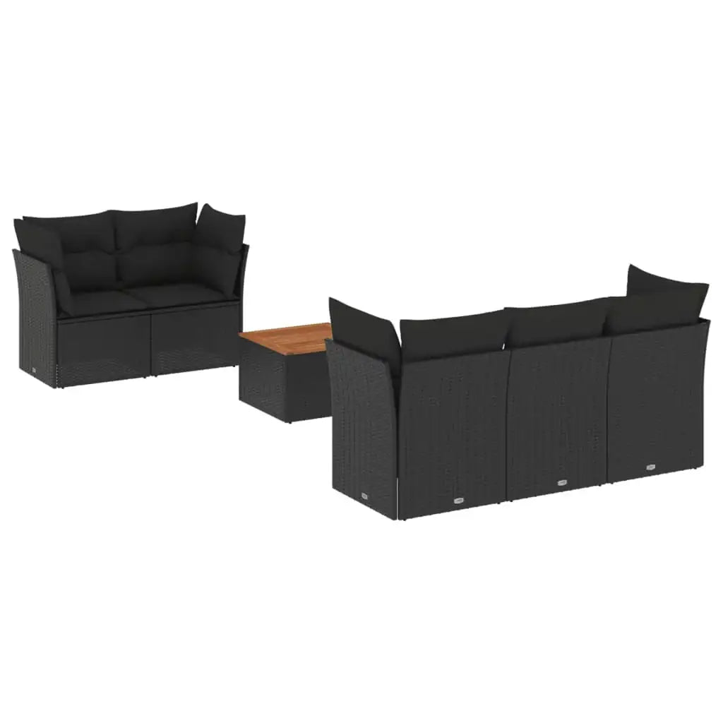 Set Divano da Giardino 6 pz con Cuscini Nero in Polyrattan - homemem39