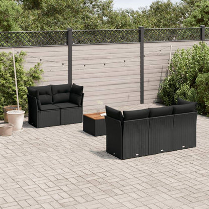 Set Divano da Giardino 6 pz con Cuscini Nero in Polyrattan - homemem39