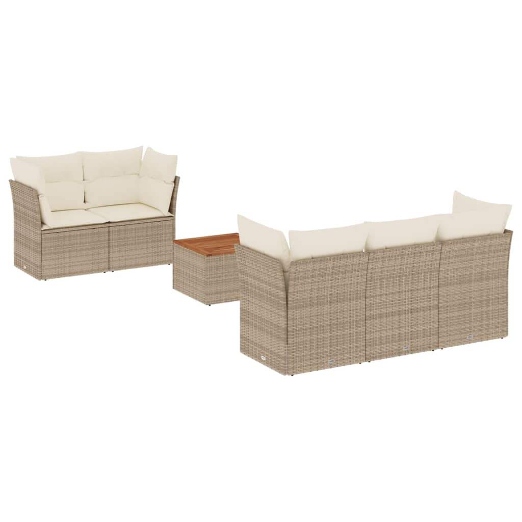 Set Divano da Giardino 6 pz con Cuscini Beige in Polyrattan - homemem39