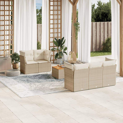 Set Divano da Giardino 6 pz con Cuscini Beige in Polyrattan - homemem39