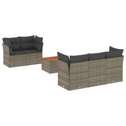 Set Divano da Giardino 6 pz con Cuscini Grigio in Polyrattan - homemem39
