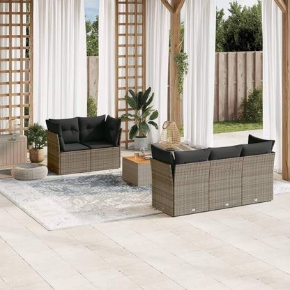 Set Divano da Giardino 6 pz con Cuscini Grigio in Polyrattan - homemem39