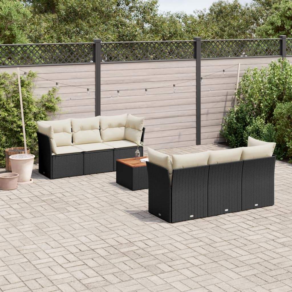 Set Divani da Giardino con Cuscini 7pz Nero Polyrattan - homemem39