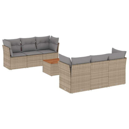 Set Divani da Giardino 7 pz con Cuscini Beige in Polyrattan - homemem39