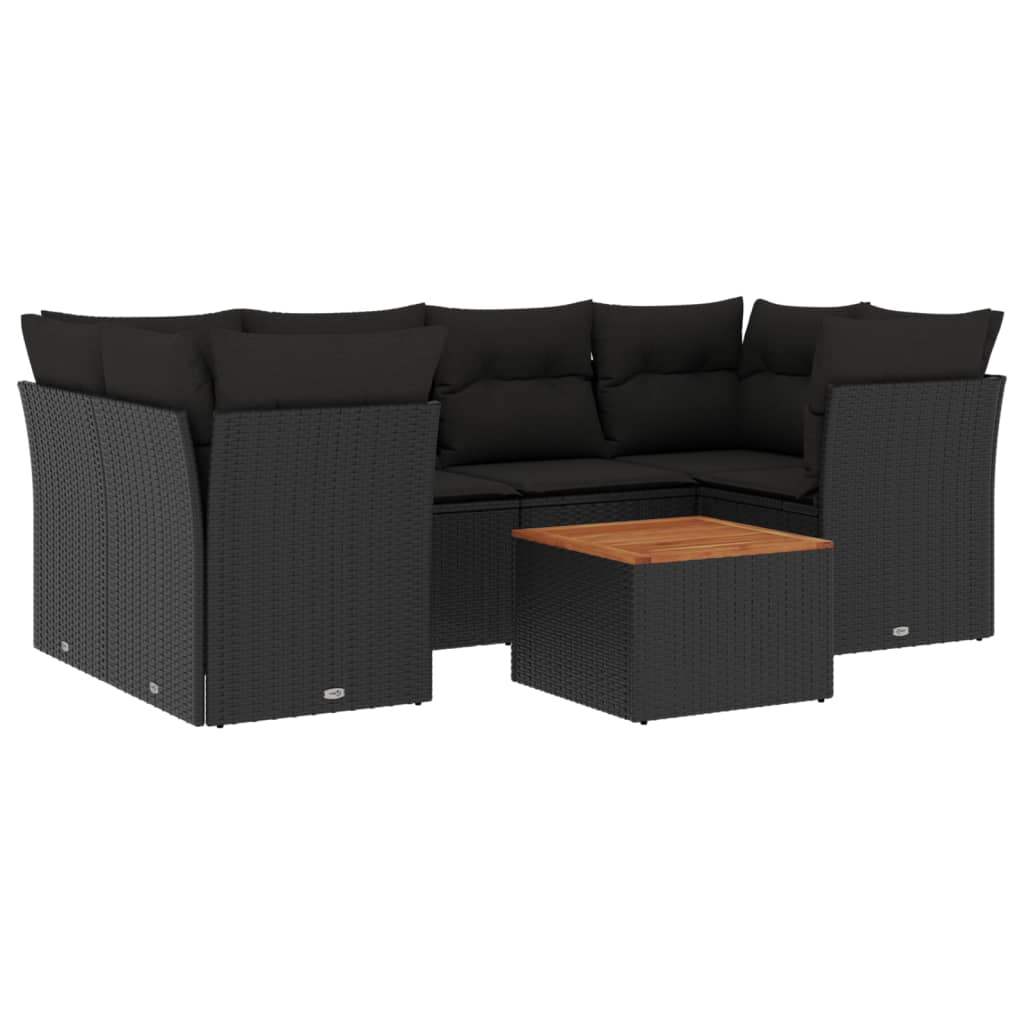 Set Divani da Giardino con Cuscini 7pz Nero Polyrattan - homemem39