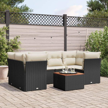 Set Divani da Giardino con Cuscini 7pz Nero Polyrattan - homemem39