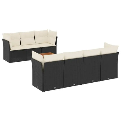 Set Divani da Giardino con Cuscini 8 pz Nero in Polyrattan - homemem39
