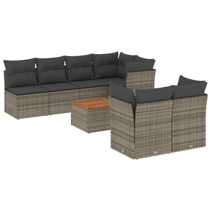 Set Divano da Giardino 8 pz con Cuscini Grigio in Polyrattan - homemem39