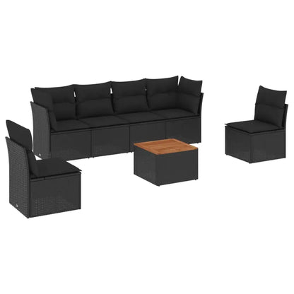 Set Divani da Giardino con Cuscini 7pz Nero Polyrattan - homemem39