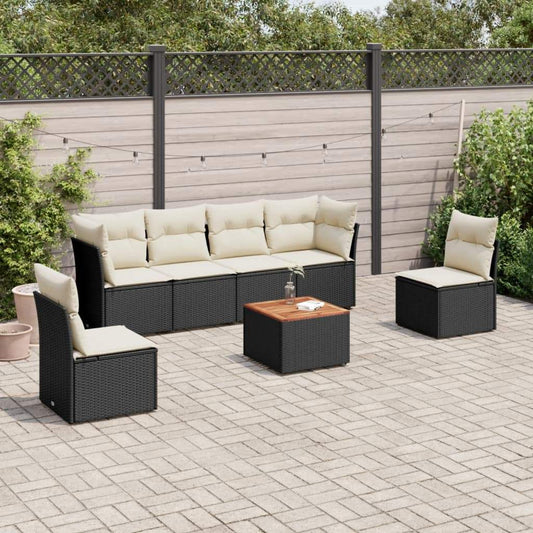 Set Divani da Giardino con Cuscini 7pz Nero Polyrattan - homemem39