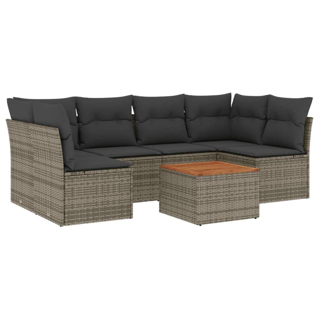 Set Divani da Giardino 7 pz con Cuscini Grigio in Polyrattan - homemem39