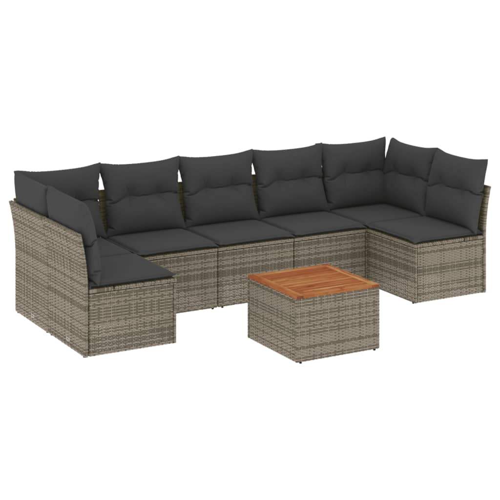 Set Divano da Giardino 8 pz con Cuscini Grigio in Polyrattan - homemem39