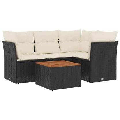 Set Divani da Giardino 5 pz con Cuscini in Polyrattan Nero - homemem39