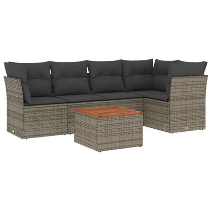 Set Divano da Giardino 6 pz con Cuscini Grigio in Polyrattan - homemem39