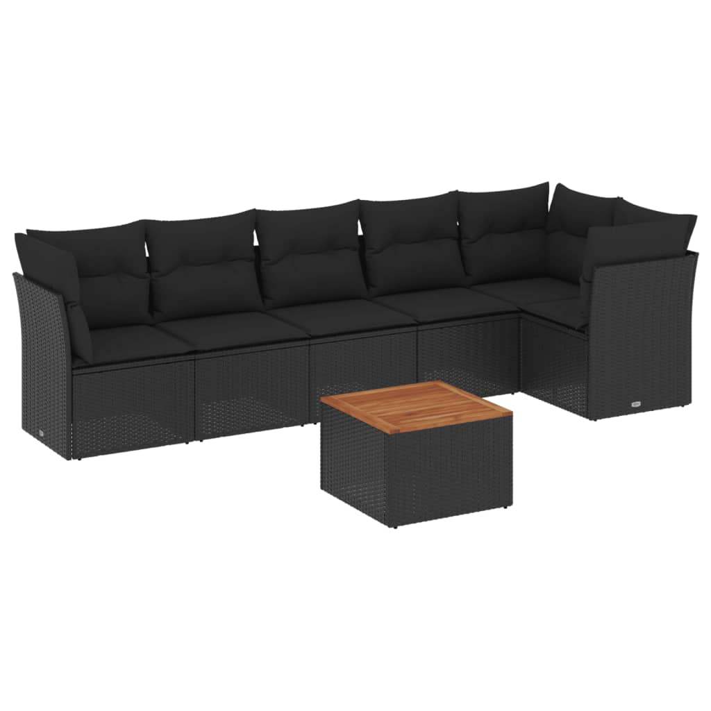 Set Divani da Giardino con Cuscini 7pz Nero Polyrattan - homemem39