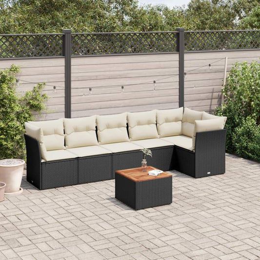 Set Divani da Giardino con Cuscini 7pz Nero Polyrattan - homemem39
