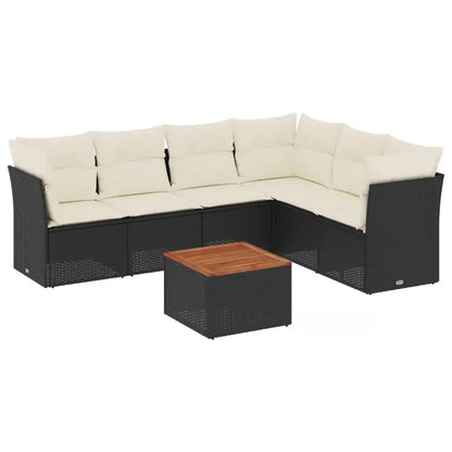 Set Divani da Giardino con Cuscini 7pz Nero Polyrattan - homemem39