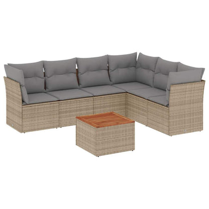 Set Divani da Giardino 7 pz con Cuscini Beige in Polyrattan - homemem39