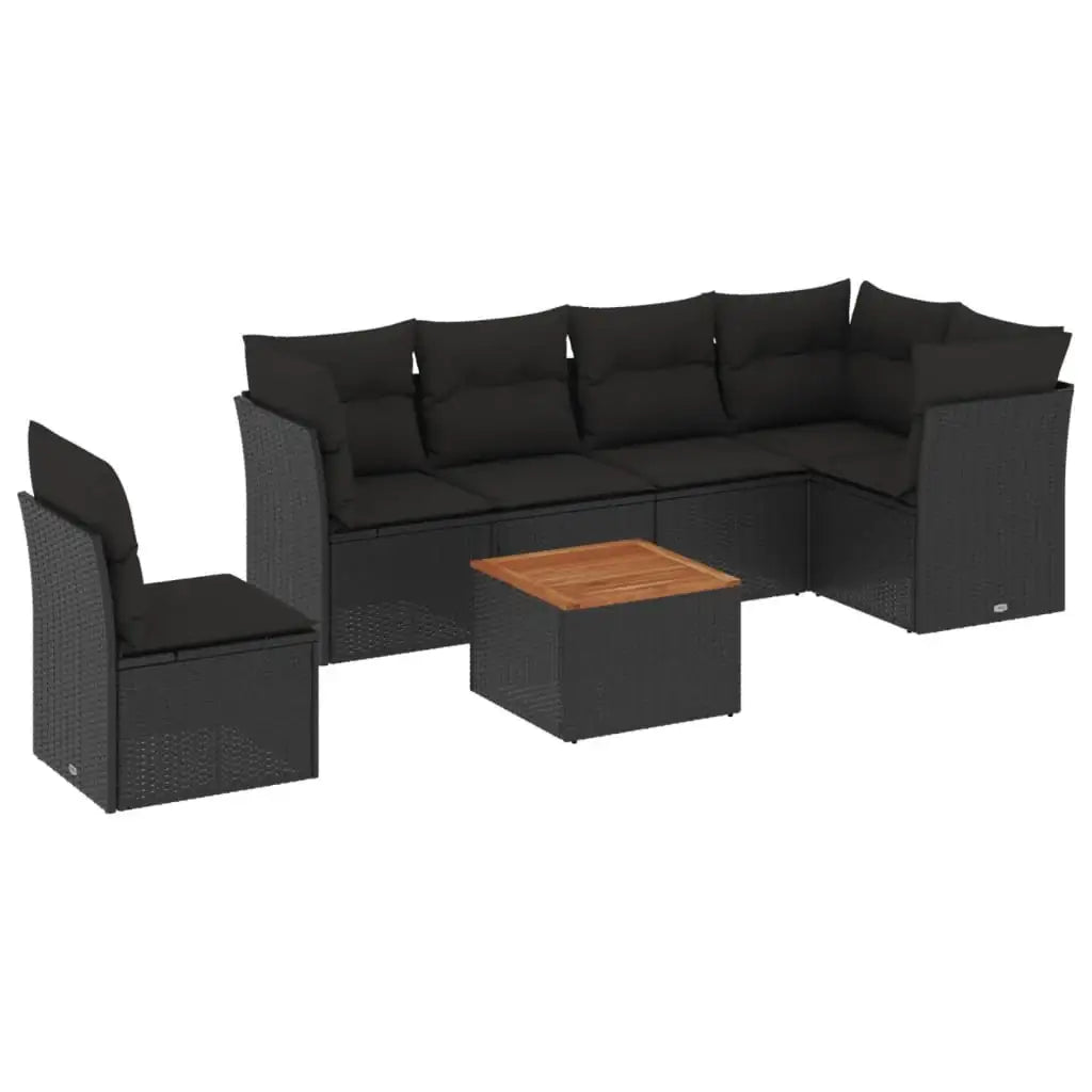Set Divani da Giardino con Cuscini 7pz Nero Polyrattan - homemem39