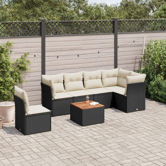 Set Divani da Giardino con Cuscini 7pz Nero Polyrattan - homemem39