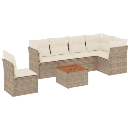 Set Divani da Giardino 7 pz con Cuscini Beige in Polyrattan - homemem39