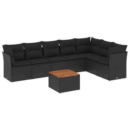 Set Divani da Giardino con Cuscini 8 pz Nero in Polyrattan - homemem39
