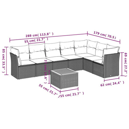 Set Divani da Giardino con Cuscini 8 pz Nero in Polyrattan - homemem39