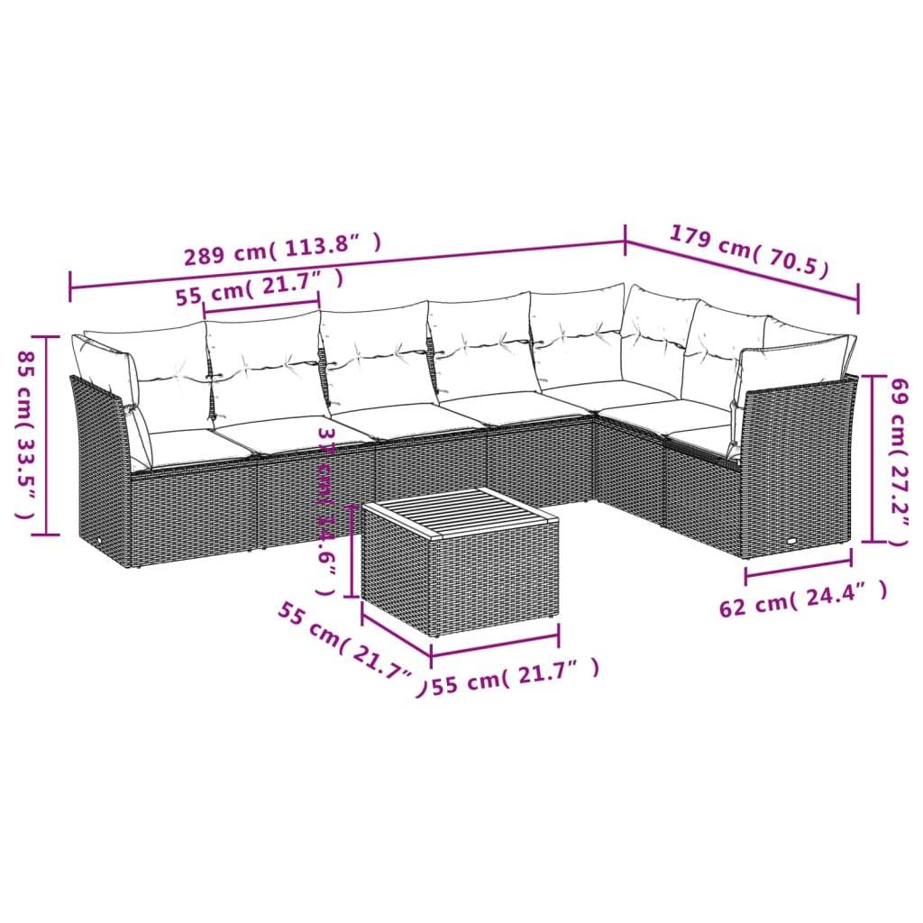 Set Divani da Giardino con Cuscini 8 pz Nero in Polyrattan - homemem39
