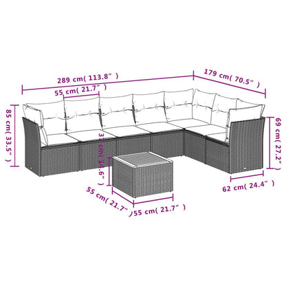 Set Divano da Giardino 8 pz con Cuscini Grigio in Polyrattan - homemem39