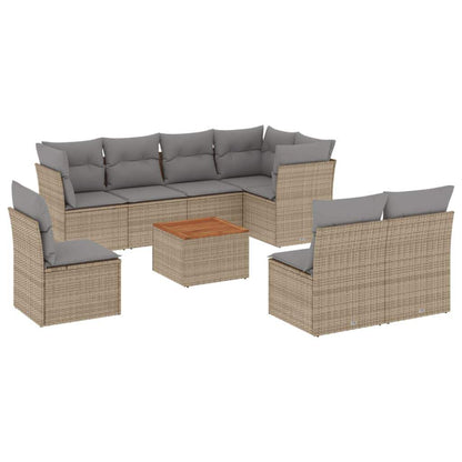 Set Divano da Giardino 9 pz con Cuscini Beige in Polyrattan - homemem39