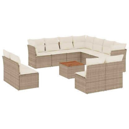 Set Divani da Giardino 12 pz con Cuscini Beige in Polyrattan - homemem39