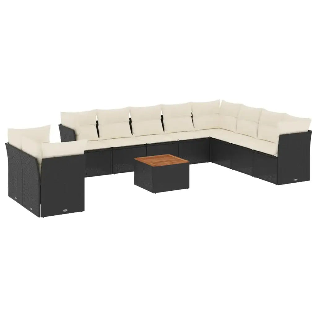 Set Divani da Giardino 11 pz con Cuscini in Polyrattan Nero - homemem39