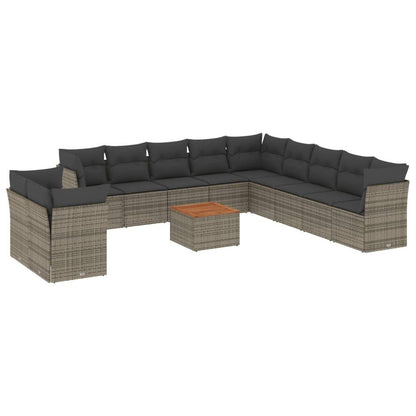 Set Divani da Giardino 12 pz con Cuscini Grigio in Polyrattan - homemem39