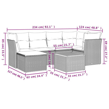 Set Divani da Giardino con Cuscini 7pz Nero Polyrattan - homemem39