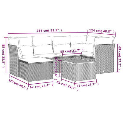 Set Divani da Giardino 7 pz con Cuscini Grigio in Polyrattan - homemem39
