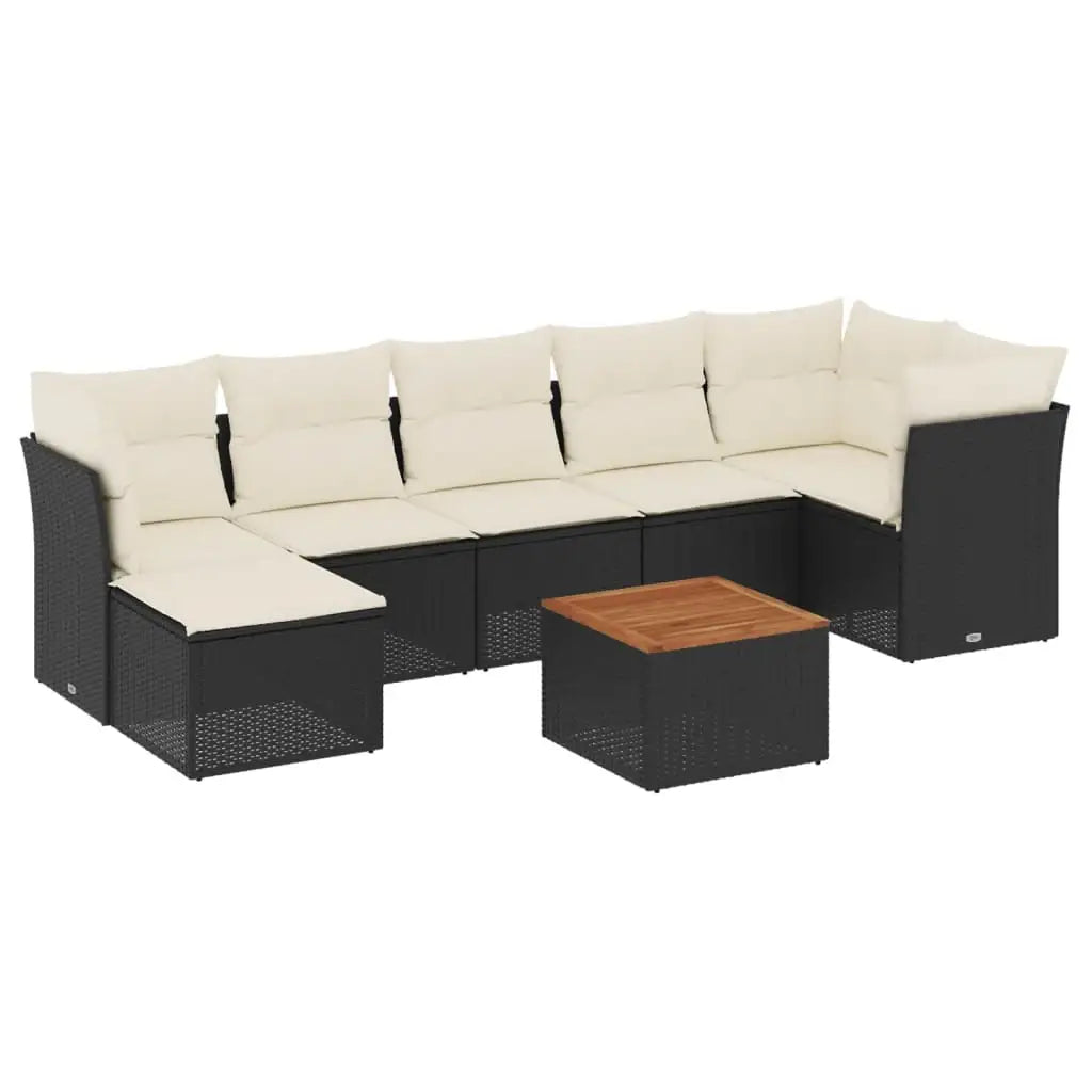Set Divani da Giardino con Cuscini 8 pz Nero in Polyrattan - homemem39