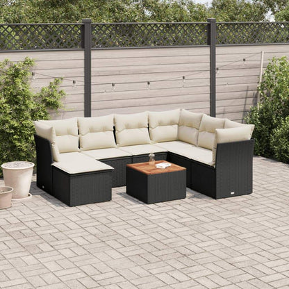 Set Divani da Giardino con Cuscini 8 pz Nero in Polyrattan - homemem39