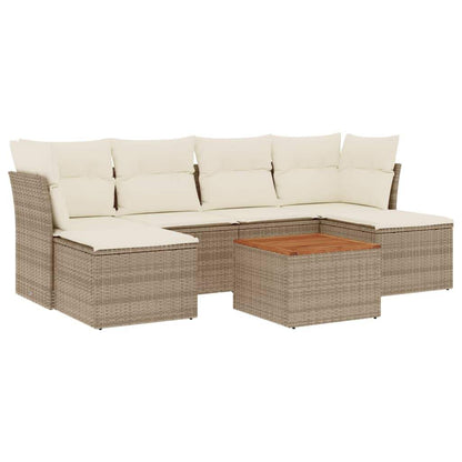 Set Divani da Giardino 7 pz con Cuscini Beige in Polyrattan - homemem39